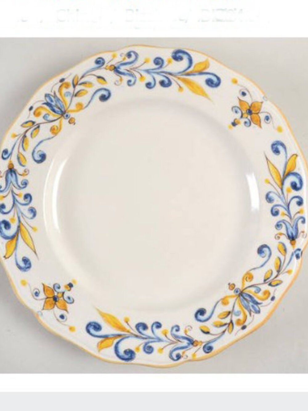 Looking for Bizzirri BIZBIZ24 Blue & Yellow Floral Scrolls dinner plate